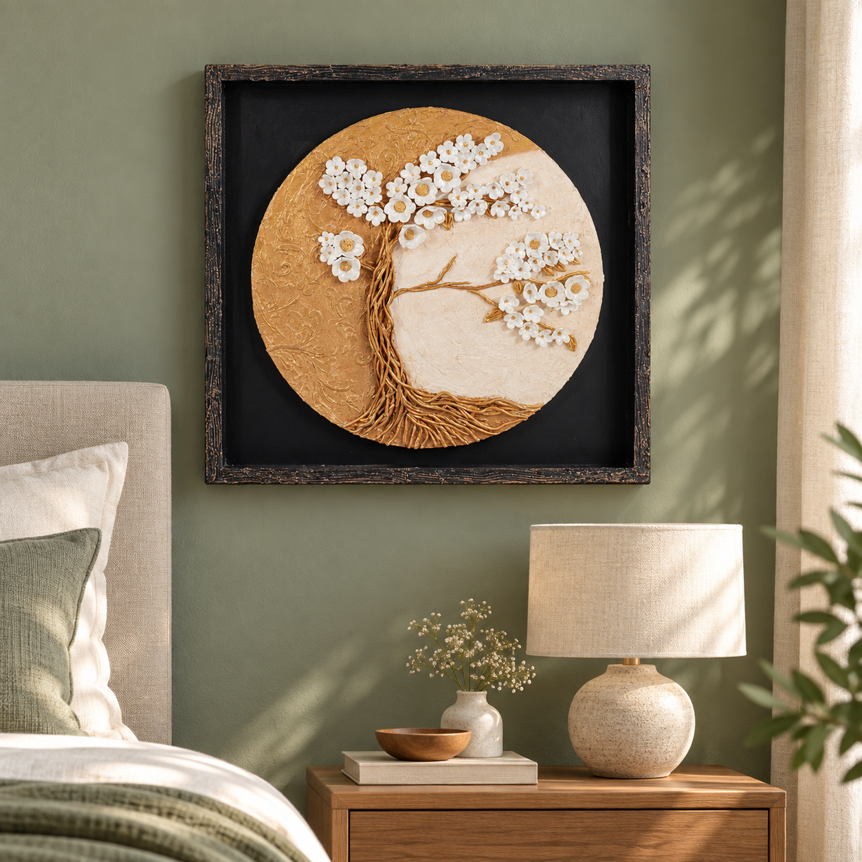 Golden Blossom Tree 3D Framed Wall Art